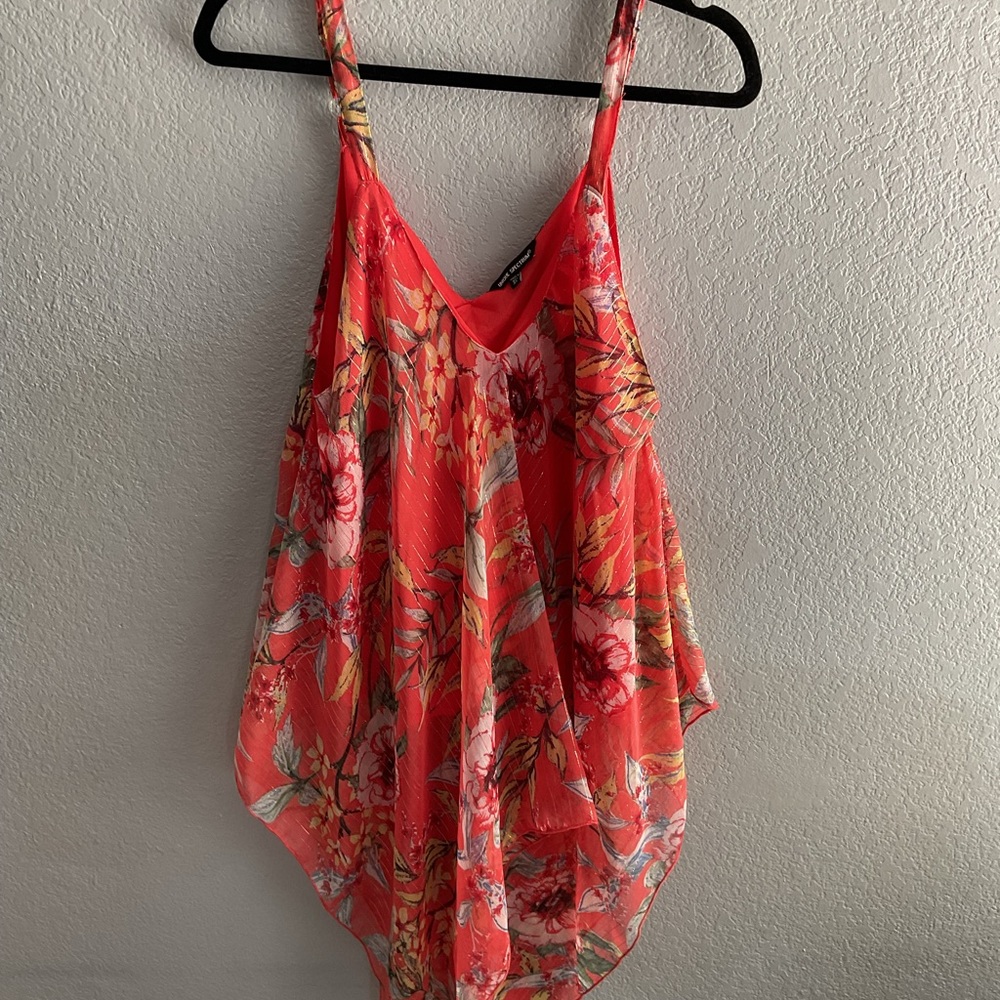 Floral Red Sleeveless Top